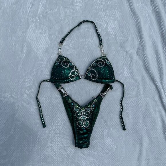 EMERALD GREEN CRYSTALLINI BIKINI SET - Picture 2 of 8